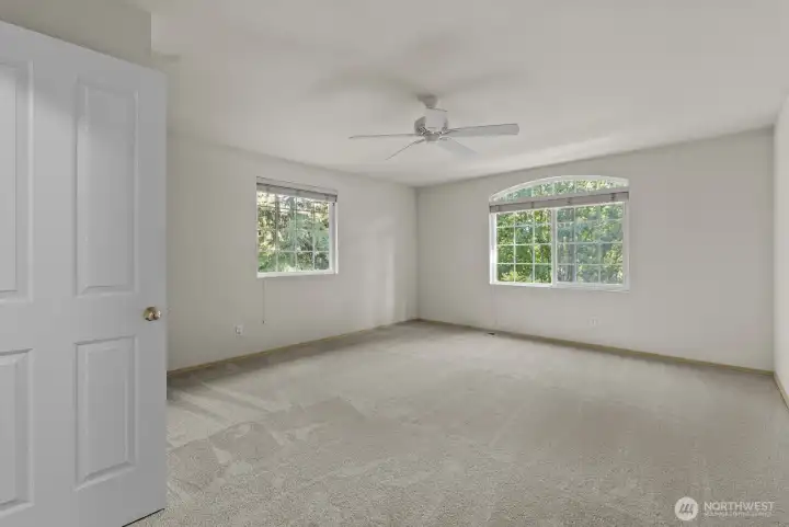 Flex room upstairs has built in book case