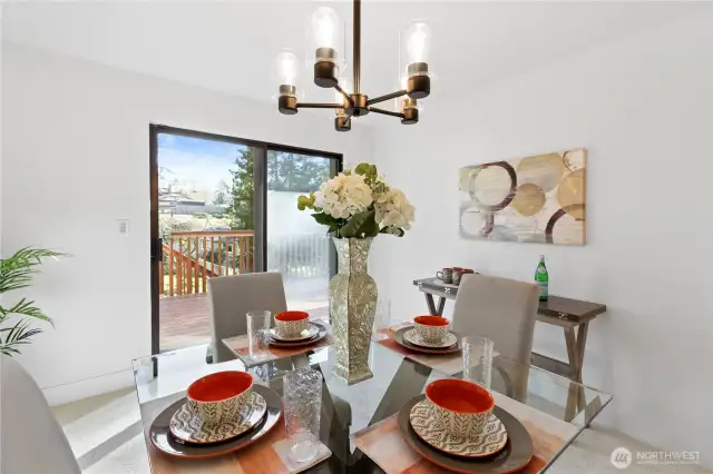 Dinning room with access to outdoor deck