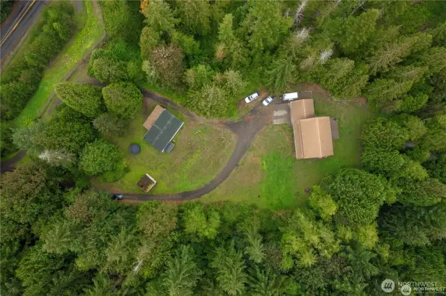 Ariel view looking down to the property.