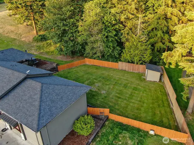 aerial view fenced backyard