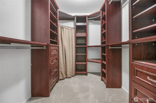 Custom built-ins keep your wardrobe organized.