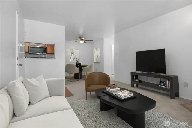 Its open, light-filled layout lives large.
