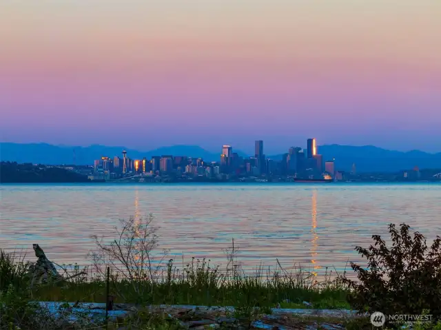 A twilight view of Seattle