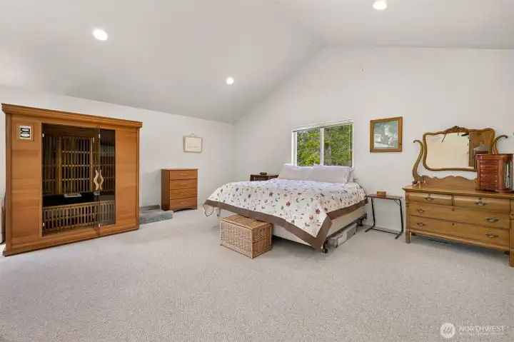 Huge loft has sauna, desk area, and full en-suite bath with walk-in closet