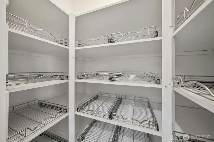 Walk in pantry with pull out drawers. Plenty of room!