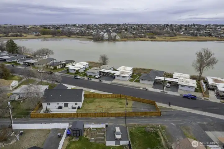 Notice how close to the lake the home is sitting. There are some views from the front of the home as well.
