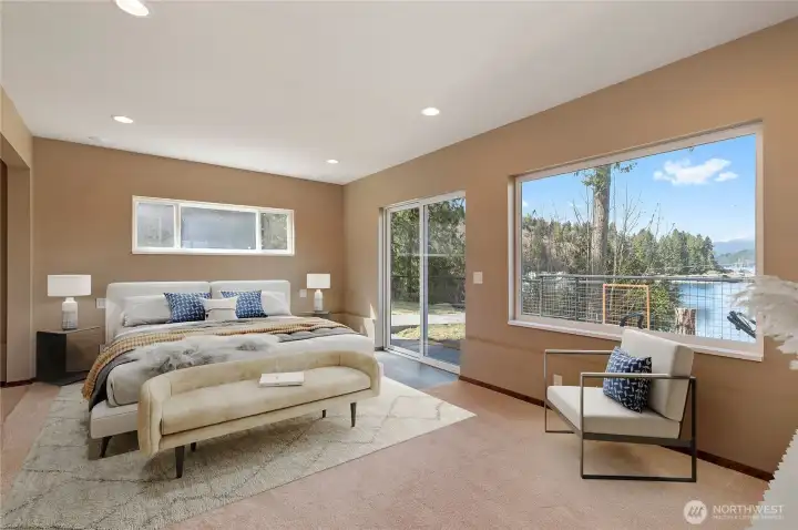 Great downstairs living space that opens up to a a patio