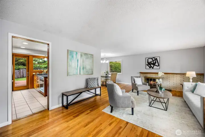 Another view of Living room. Notice the fireplace for those cold winter days