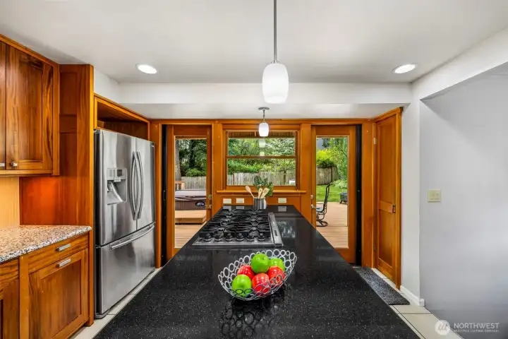 Modern kitchen with sleek cabinetry and well-utilized counter space