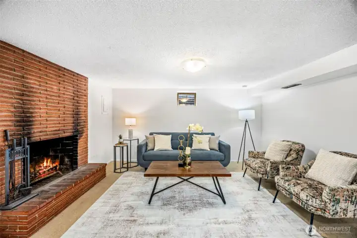 Huge fireplace makes it a nice gathering space