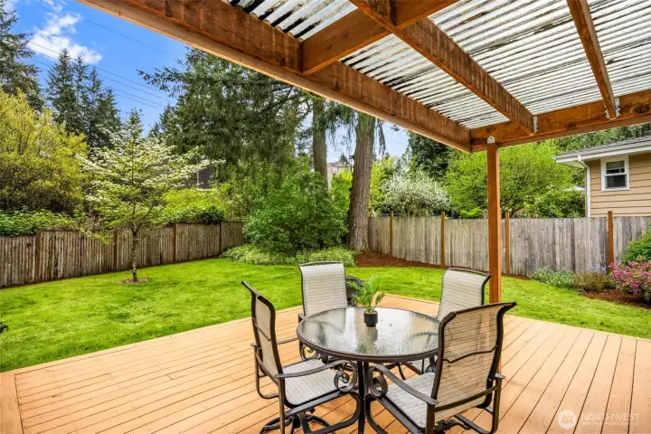 Covered Trex Deck with lots of greenery to admire