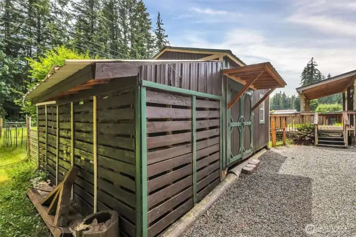 Shop with additional covered storage