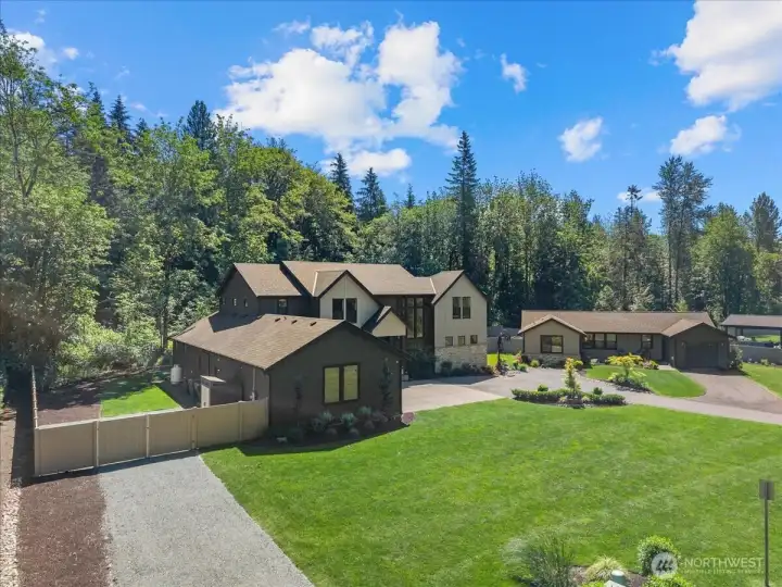 Come and explore this beautiful estate backing up to Protected forest land!  Main home with large 3 car garage and Boat or RV parking and detached ADU with 2 bedrooms, fenced in backyard and 2 car garage all backing up to protected forest land.