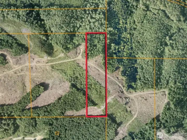 Overhead view with approximate boundaries in red.