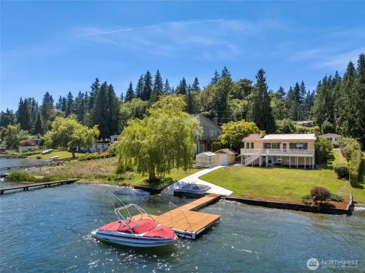 Enjoy 80 feet of private lake frontage with your own dock.