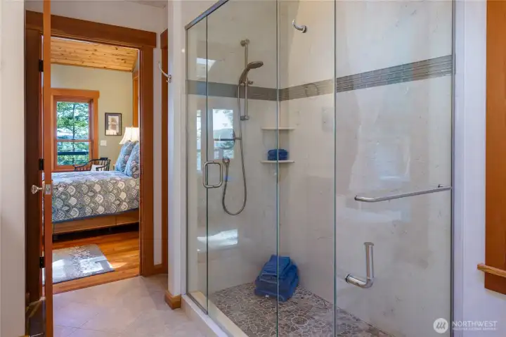 and shower. and shower.