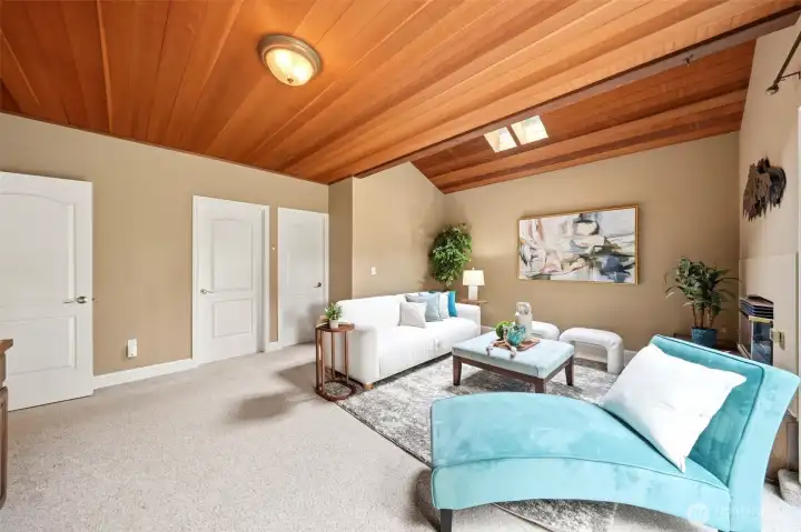 Large lower level space with access to finished room & ¾ bath