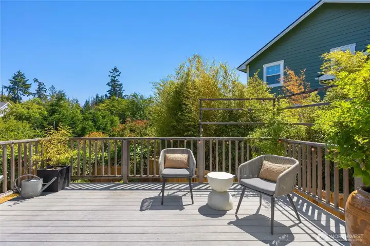 Upper deck, a great place to enjoy the sunshine with Southern exposure.