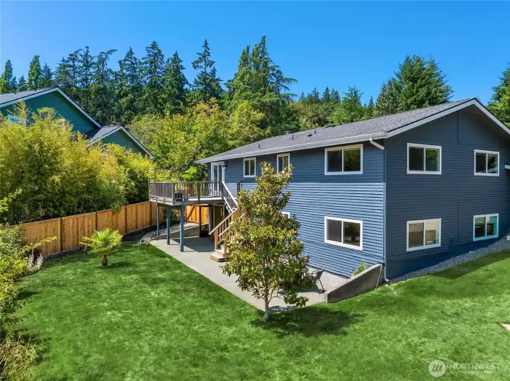 Fully fenced backyard.
