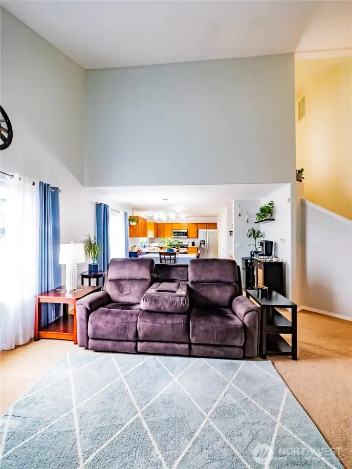 Main living room to Dining and Kitchen