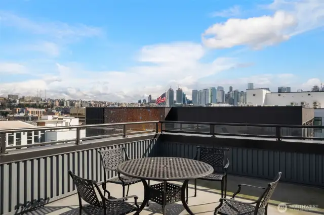 Rooftop deck with panoramic views of the city