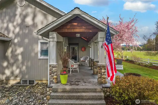 Front porch entrance with lovely curb appeal.