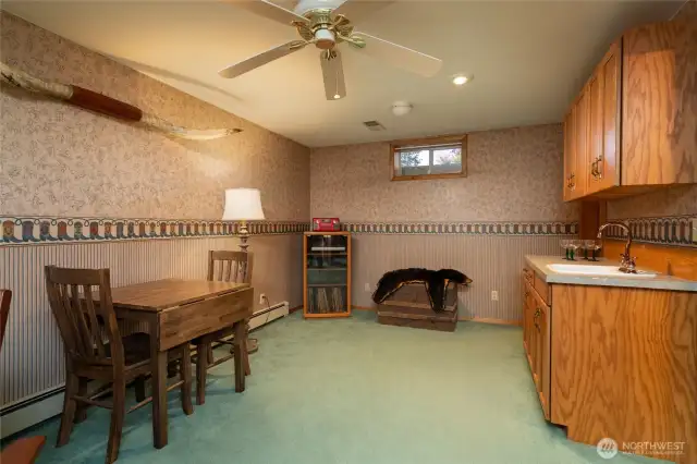 Fully finished basement with wet bar.