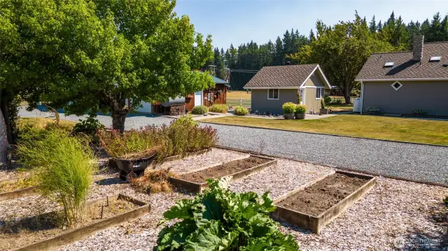 Garden area with raised beds.