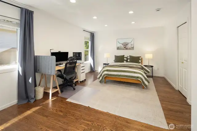 Another good sized bedroom, where hardwood floors continue. Could easily be divided into two rooms if needed.