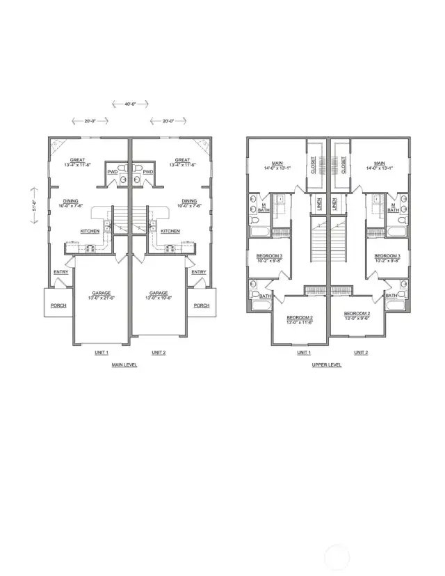 Floor Plans for Duplex Townhome