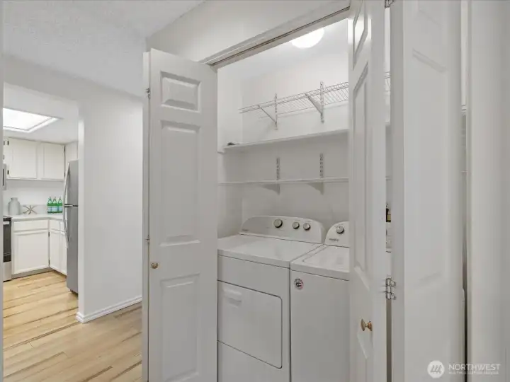 Your own laundry space. The washer and dryer stay with the home.