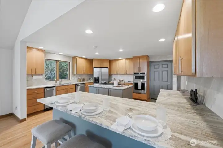 Stunning, newly installed Marble Countertops & Marble backsplash.