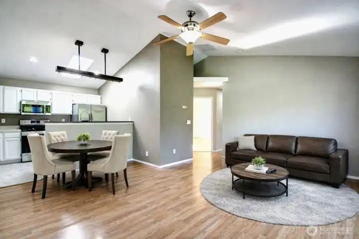 Vaulted ceilings and open concept living space make this area feel more than ample.