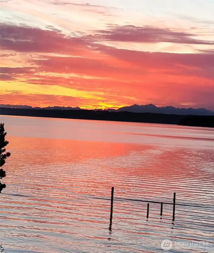 View of the sunset over the Olympics
