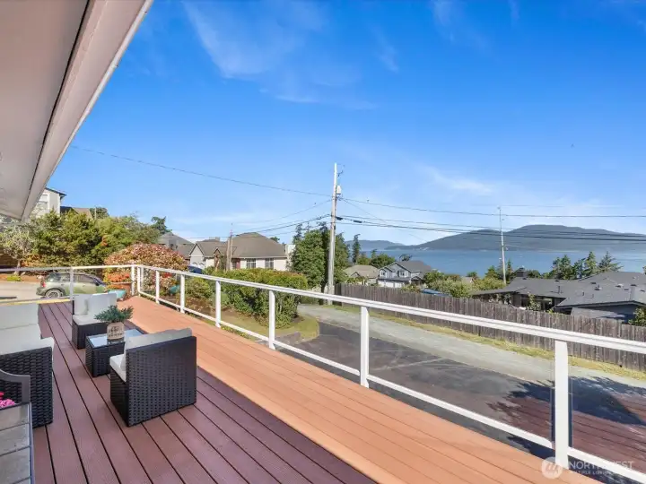 Coffee in the mornings, wine in the evenings on this massive deck!