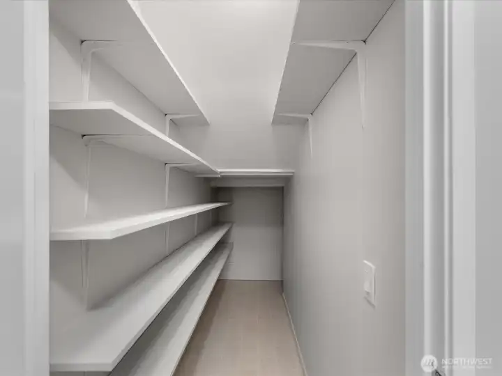 Massive storage that wraps around under the stairs