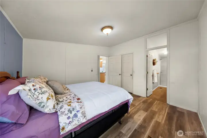Primary bedroom, bath, and walk in closet.