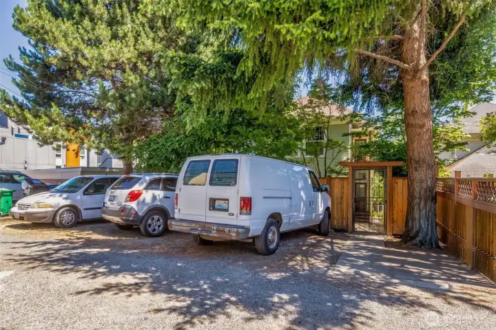 4 parking spots via alley