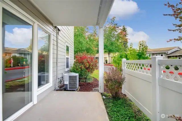 One of two patios.