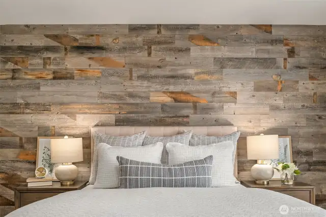 More views of the sophisticated accent wall.