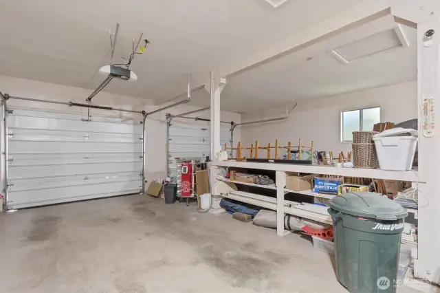 Oversized 2 car insulated garage is a dream. Insulated, with 50 amps for kiln or welder