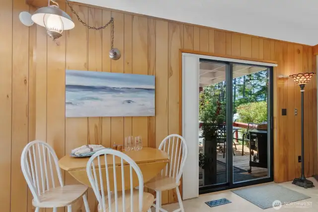 Sliding door opens into bright great room