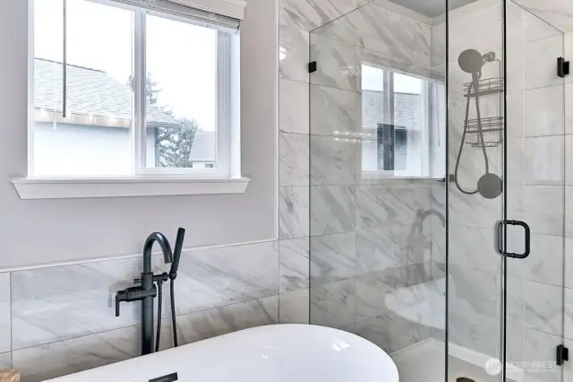 Stand alone tub & walk-in tile shower