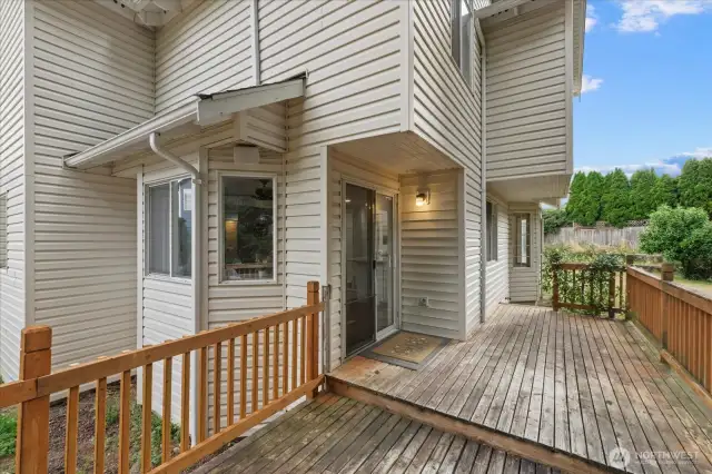 Backyard deck.