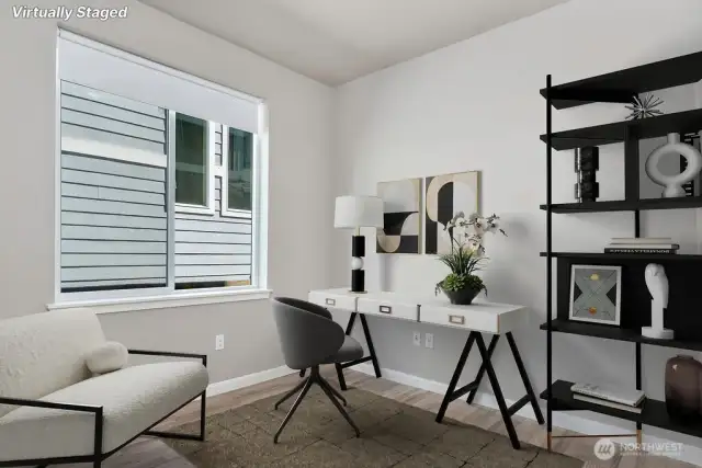 (Virtually Staged) Downstairs Den– Perfect for a home office, guest room, or additional living space.