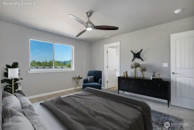 (Virtually Staged) - Primary Suite - Another another angle leading into the primary ensuite and closet.