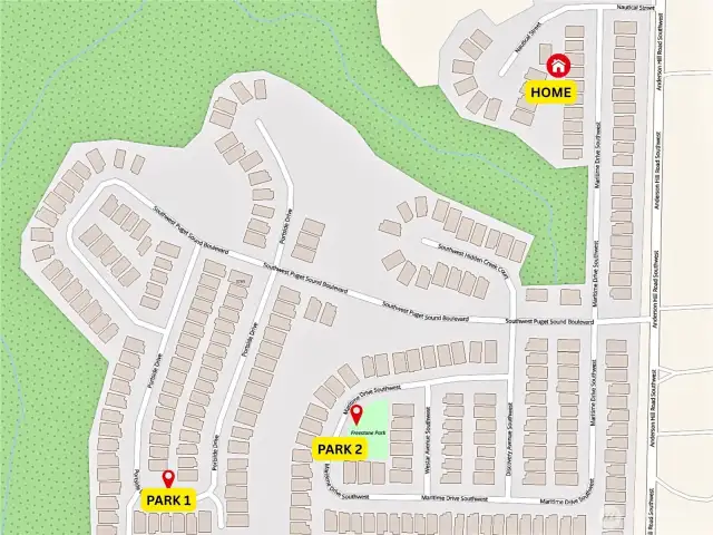 Neighborhood parks & amenities map for visual reference. Map data © OpenStreetMap contributors. Buyer to verify all details.