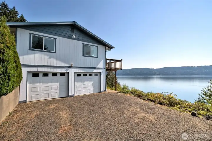 Part of the basement is the two-car garage, as well as the rec room.