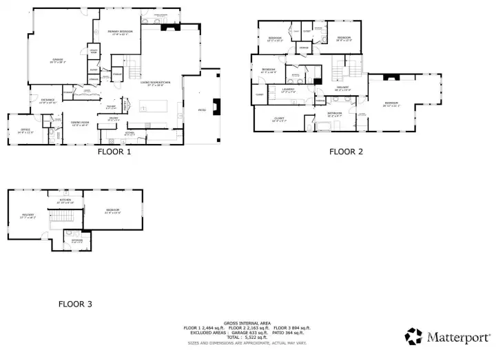 3 story floor plan