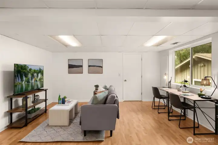 Flexible lower-level family room